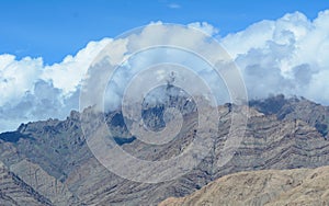 Snow mountains with clouds