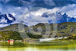 Snow Mountains Grey Lake Torres del Paine National Park Chile