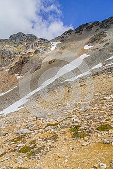 Snow in the mountains in Laguna Turquesa photo