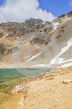 Snow in the mountains in Laguna Turquesa photo