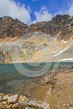 Snow in the mountains in Laguna Turquesa photo