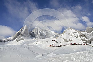 Snow mountains and mist photo