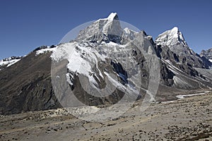 Snow mountains near Periche village, Nepal