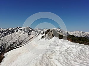 Snow mountains at Tateyama Kurobe Alpine Route, Japanese Alps.
