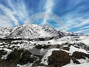 Snow mountains at Tateyama Kurobe Alpine Route, Japanese Alps.