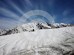 Snow mountains at Tateyama Kurobe Alpine Route, Japanese Alps.