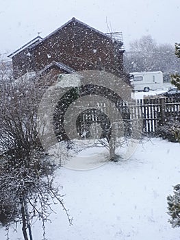 Snow in my garden this week in Burnley Lancashire