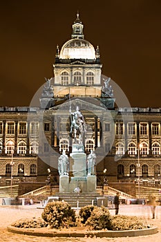 Snow in night Prague