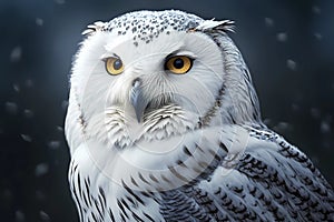 Snow owl portrait. Generative ai design