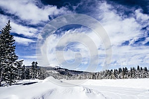 Snow packed road at Island park Idaho