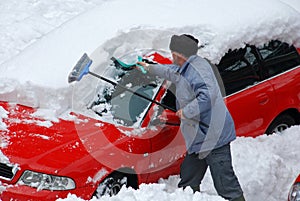 Snow in parking lot