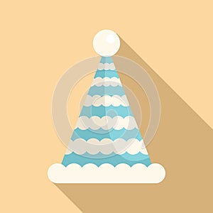 Snow party hat icon flat vector. Cone star object