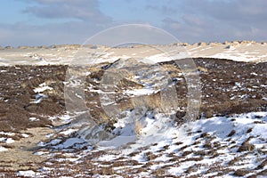 Snow patches in the dunes photo