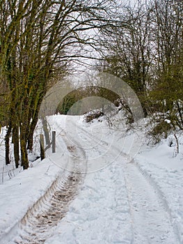 Snow path at Cantabria mountains