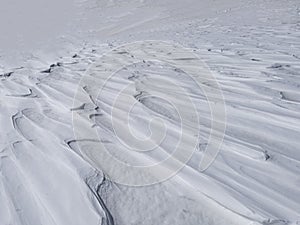 Snow patterns formed by heavy storms