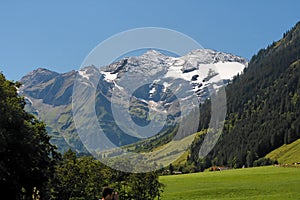 Snow peak of Alpine Grossglockner mountain