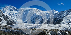 Snow peak of Pobeda mountain