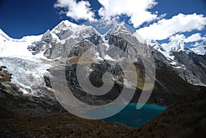 Snow peaks and lakes in Peru