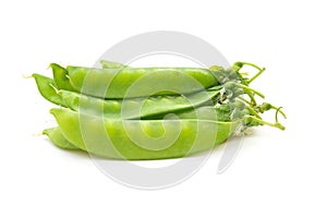 Snow peas on white background