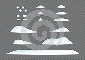 Snow Pile Winter Snowdrift 3d Illustration Vector Elements Set