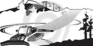 Snow plow clears slots on ski slope