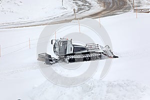 Snow plow machine ready for work