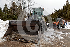 Snow plow machine ready for work