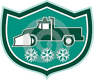 Snow Plow Truck Snowflakes Shield Retro