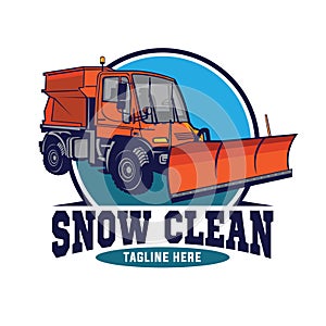 Snow Plow truck vector illustration logo design