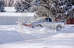 snow plow at work in Michigan USA