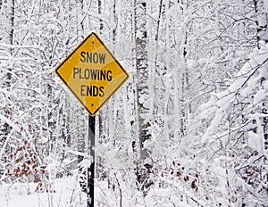 Snow Plowing Ends Sign