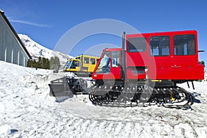Snow plows at Timberline lodge Oregon.