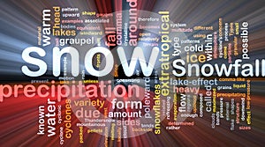 Snow precipitation background concept glowing photo