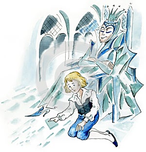 Snow Queen and little boy