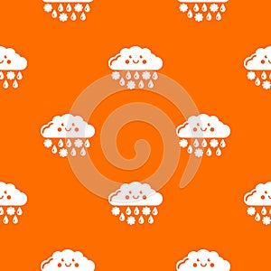 Snow and rain pattern vector orange