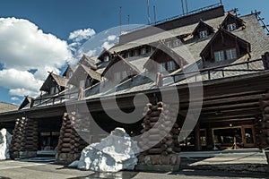 Snow Remains at Old Faithful Inn