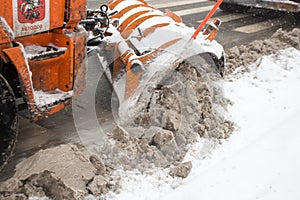 Snow removal equipment on the streets of the city