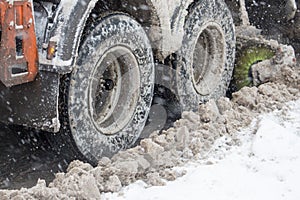 Snow removal equipment on the streets of the city