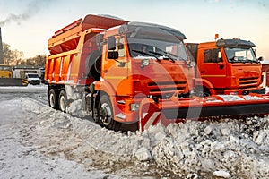 Snow removal equipment , trucks for cleaning the runway at the airfield