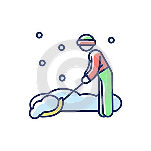 Snow removal job RGB color icon