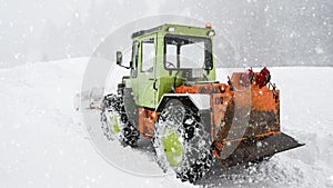 Snow removal tractor, winter