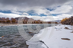 Snow river lake forest