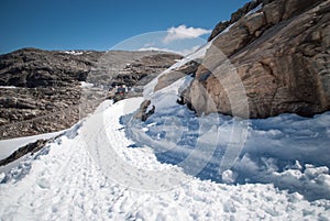 Snow road in the mountains