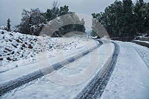 Snow on the road surface
