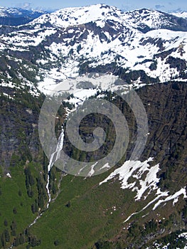 Snow Rock Mountain, Ice Field, River, Waterfall, V