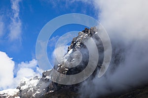 Snow and rocks in El Altar volcano