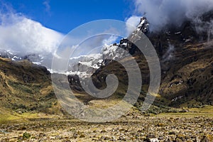 Snow and rocks El Altar volcano Sangay National Park