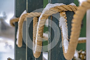 Snow on the rope of a fence in Daybreak Utah