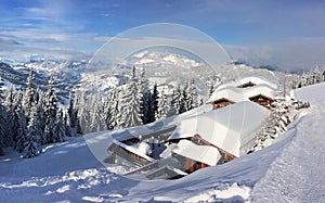 Snow`s cap on mountain hut - Flachau, Austria