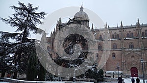 Snow in Salamanca city, Spain is a very rare happening